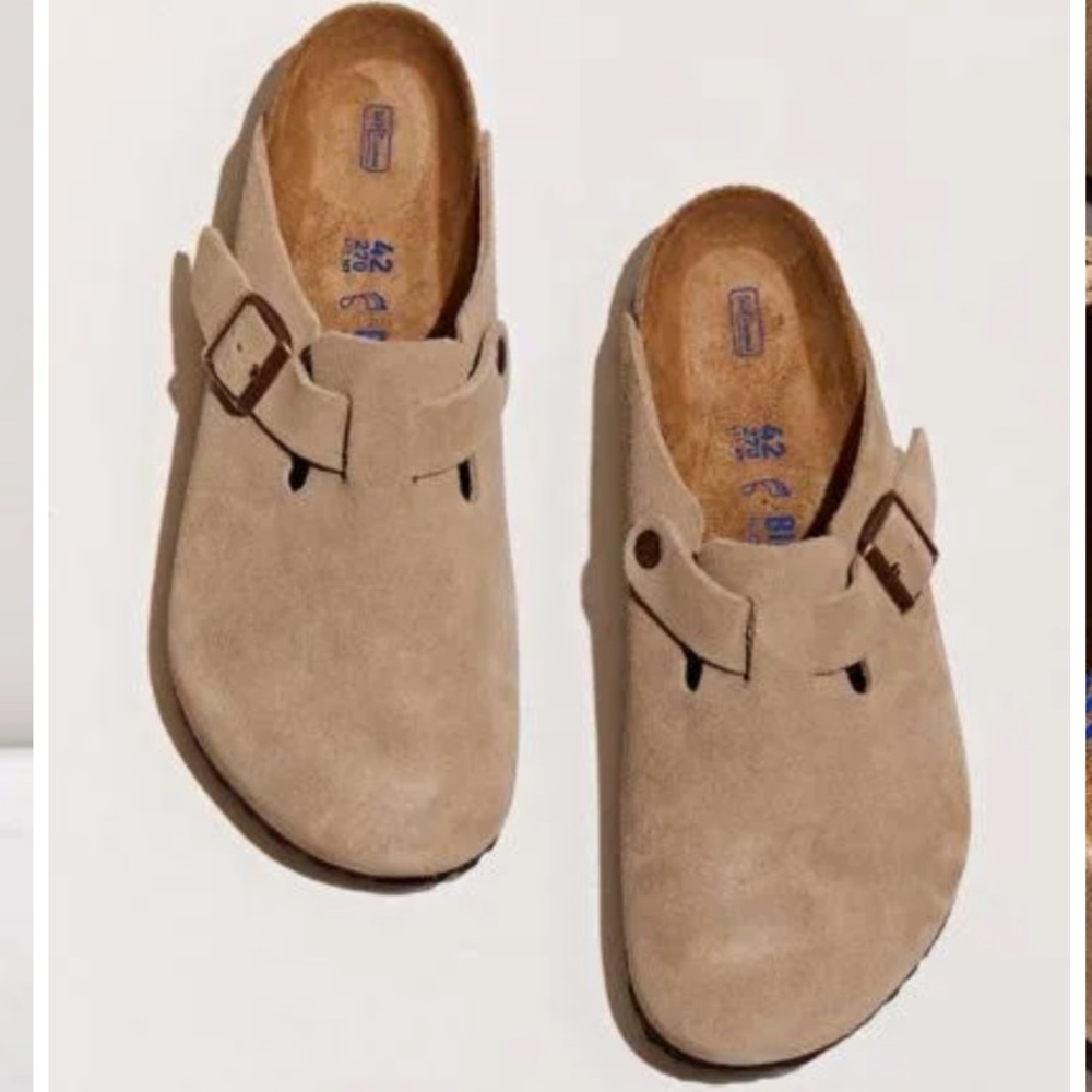NWT BIRKENSTOCK BOSTON SOFT FOOTBED TAUPE SUEDE SZ 38